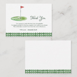 Green Gingham Golf Baby Shower Thank You Informatiekaartje