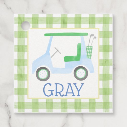 Green Gingham Golf Cart Label (Voorkant)