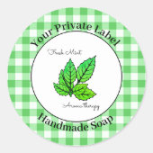 Green Gingham Handmade Soap Label (Voorkant)
