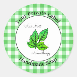 Green Gingham Handmade Soap Label