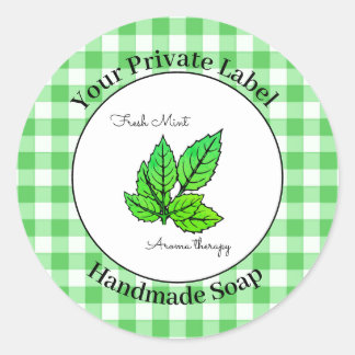Green Gingham Handmade Soap Label