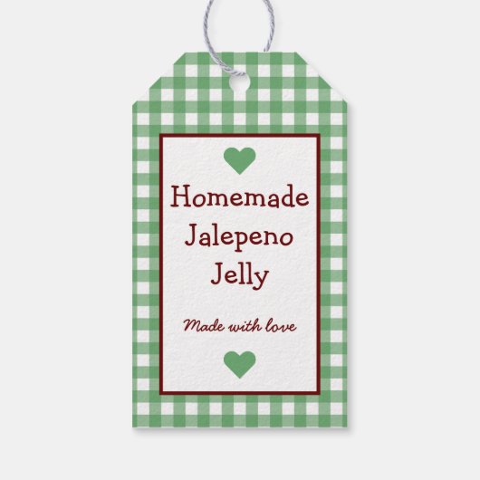 Green Gingham Homemade Jalepeno Jelly Hang Label Cadeaulabel (Achterkant)