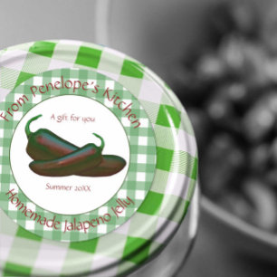 Green Gingham Jalapeno Jelly Gift Label met naam