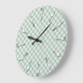 Green Gingham Kitchen Clock - Land Western Grote Klok (Hoek)
