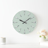 Green Gingham Kitchen Clock - Land Western Grote Klok (Huis)