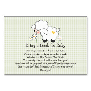 Green Gingham LAMB BABY SHOWER BOEK AANVRAAG KAART