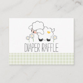 Green Gingham Lamb Luier Raffle Tickets Informatiekaartje