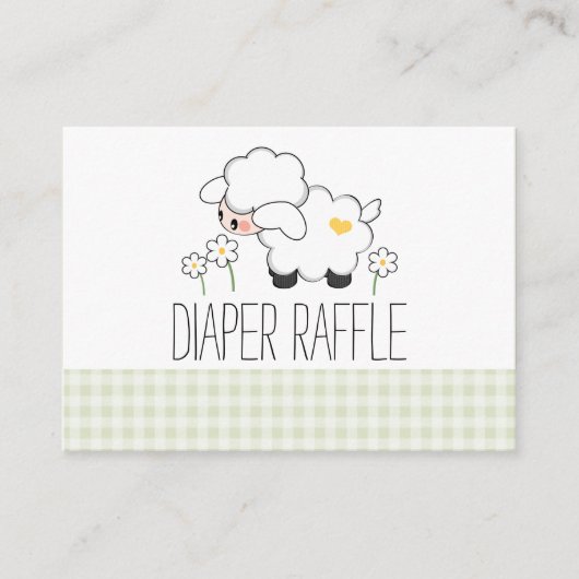 Green Gingham Lamb Luier Raffle Tickets Informatiekaartje (Voorkant)