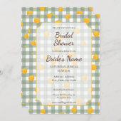 Green Gingham Lemon Picnic Plaid Douche Uitnodigin Kaart (Voorkant / Achterkant)