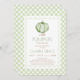 Green Gingham Little Pumpkin Baby shower Uitnodige Bedankkaart