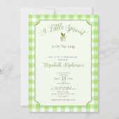 Green Gingham Little Sprout Baby Shower Kaart (Voorkant)