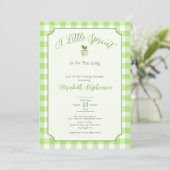 Green Gingham Little Sprout Baby Shower Kaart (Staand voorkant)