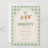 Green Gingham Little Sprout op de Weg Baby shower Kaart (Voorkant)