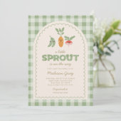 Green Gingham Little Sprout op de Weg Baby shower Kaart (Staand voorkant)