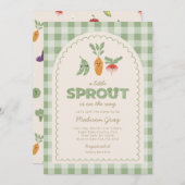 Green Gingham Little Sprout op de Weg Baby shower Kaart (Voorkant / Achterkant)