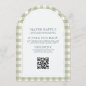 Green Gingham Locally Grown QR Code Baby Shower Kaart (Achterkant)