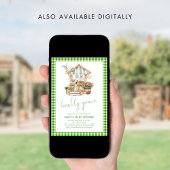 Green Gingham lokaal geteeld Baby shower Kaart