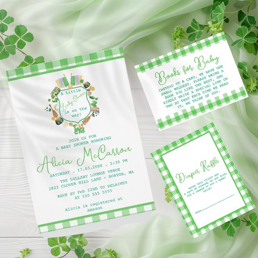 Green Gingham Luier Raffle Informatiekaartje