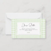 Green Gingham Luier Raffle Notitiekaartje (Voorkant)