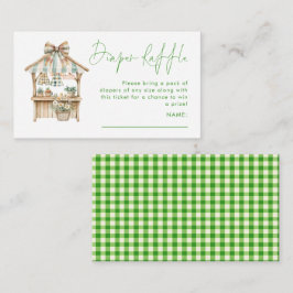 Green Gingham Market Luier Raffle Baby shower Informatiekaartje