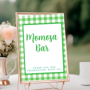 Green Gingham "Momosa" Mimosa Bar Kaart