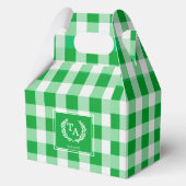 Green Gingham Monogram Crest Bedankdoosjes (Voorkant)