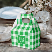 Green Gingham Monogram Crest Bedankdoosjes