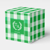Green Gingham Monogram Crest Bedankdoosjes (Voorkant Zijde)