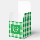 Green Gingham Monogram Crest Bedankdoosjes (Geopend)