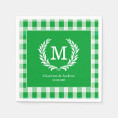 Green Gingham Monogram Crest Custom Servet (Voorkant)