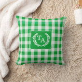 Green Gingham Monogram Crest Kussen (Deken)