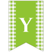 Green Gingham Monogram Picnic Bunting Banner (Tweede vlag)