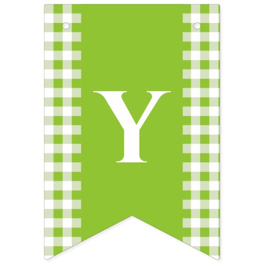 Green Gingham Monogram Picnic Bunting Banner (Tweede vlag)
