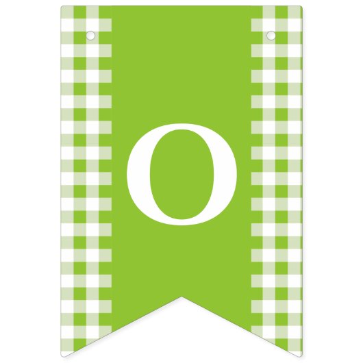 Green Gingham Monogram Picnic Bunting Banner (Derde vlag)