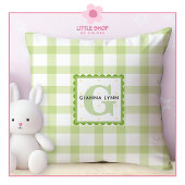 Green Gingham Monogrammed Kussen