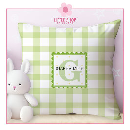 Green Gingham Monogrammed Kussen