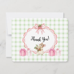 Green Gingham Mouse Baby shower-bedankkaart Bedankkaart