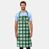 Green Gingham Name & Initiaal Schort (Gedragen)