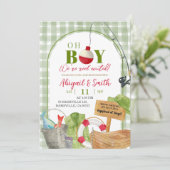 Green Gingham Oh Boy Gevist Baby shower Kaart (Staand voorkant)