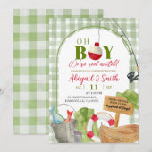 Green Gingham Oh Boy Gevist Baby shower Kaart (Voorkant / Achterkant)