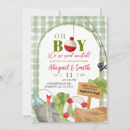 Green Gingham Oh Boy Gevist Baby shower Kaart