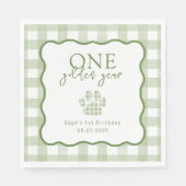 Green Gingham One Golden Year Boys First Birthday Servet (Voorkant)