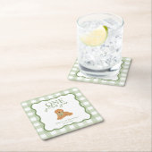 Green Gingham One Golden Year First Birthday Kartonnen Onderzetters (Insitu)