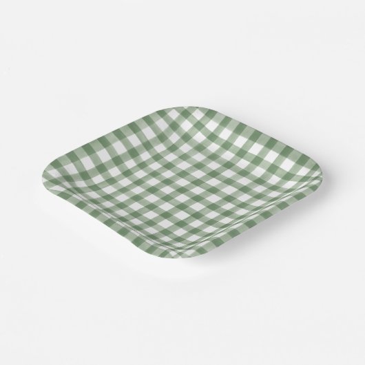 Green Gingham Papieren Bordje (Gebogen)