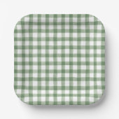 Green Gingham Papieren Bordje (Voorkant)