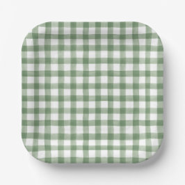 Green Gingham Papieren Bordje