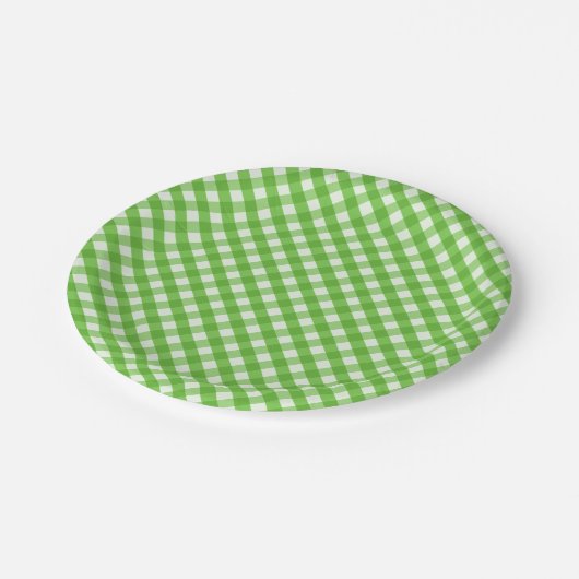 Green Gingham Papieren Bordje (Gekanteld)