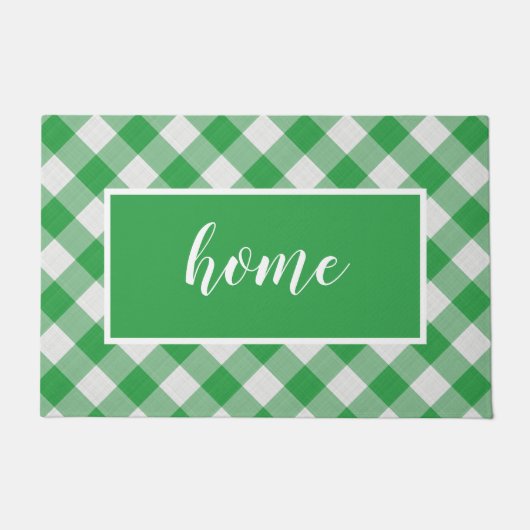 Green Gingham Pattern Home Custom Mat (Voorkant)