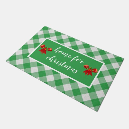 Green Gingham Pattern Home voor Kerstmis Aangepast Deurmat (Schuin)