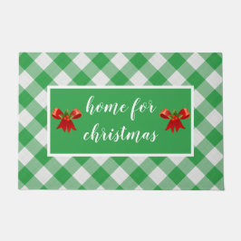 Green Gingham Pattern Home voor Kerstmis Aangepast Deurmat